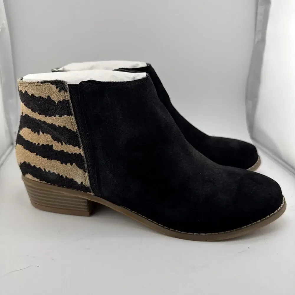 Dolce Vita Women's Size 8.5 Menko Black Suede Zebra Print Zip‎ Booties $179 NIB
